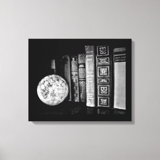 Toile Livres vintages et Globe (Recto)