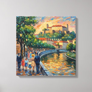 Toile Ljubljana Slovénie Château Mur d'Art au bord de la