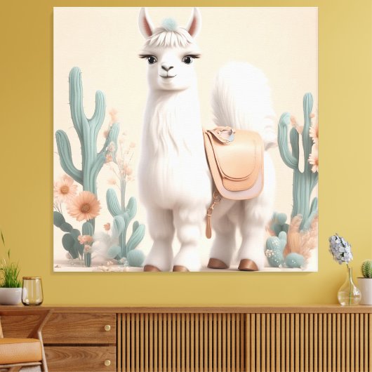Toile Llama à selle dans le désert (Insitu(Salon))