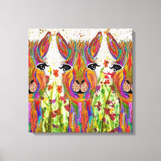 Toile Llama mignonne et colorée - 20" x 20" (Recto)