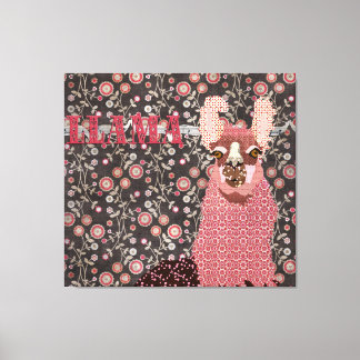 Toile Llama rose Brown Vintage Floral Art Canvas