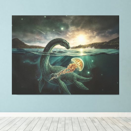 Toile Loch Ness Monster | Dark Academia Scottish Legend (Insitu (Plancher de Bois))
