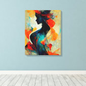 Toile L'Ode Féminin Abstrait À Une Femme Peignant Mur Ar (Insitu (Plancher de Bois))