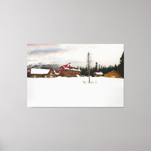 Toile Lodge Bow Lake couvert de neige