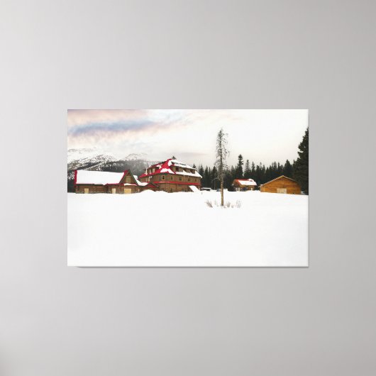 Toile Lodge Bow Lake couvert de neige (Recto)