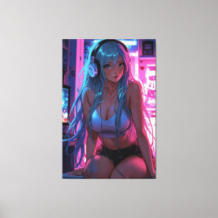 Toile Lofi Gamer Girl Anime de refroidissement esthéti