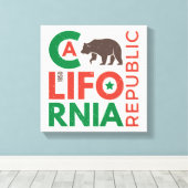 Toile Logo de California With Grizzly Bear (Insitu (Plancher de Bois))