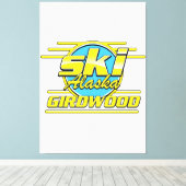 Toile Logo de ski Girdwood Alaska 80s (Insitu (Plancher de Bois))