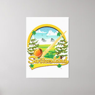 Toile logo de voyage rétro alphorne suisse