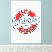 Toile logo d'explorateur de Pologne dans l'aventure (Insitu (Plancher de Bois))