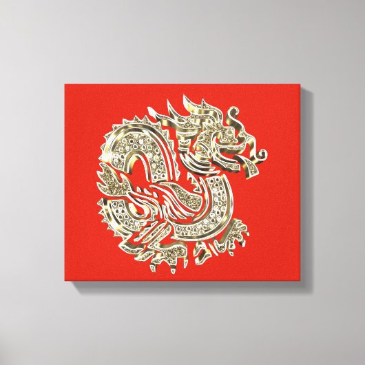 Toile Logo Dragon d'or élégant Décoré Rouge Or (Recto)