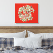 Toile Logo Dragon d'or élégant Décoré Rouge Or (Insitu(Chambre))