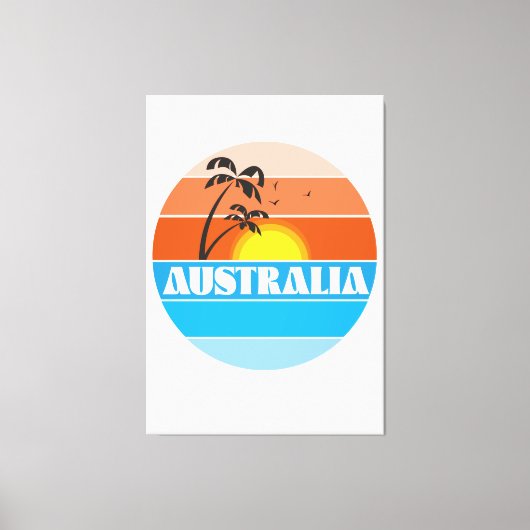 Toile Logo rétro du coucher de soleil australien des ann (Recto)