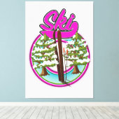 Toile logo ski rose vintage (Insitu (Plancher de Bois))