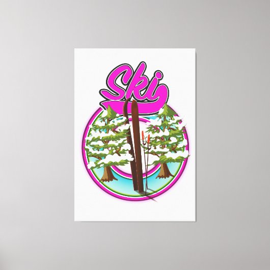 Toile logo ski rose vintage (Recto)
