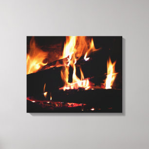 Toile Logs dans la cheminée Photographie de feu chaud