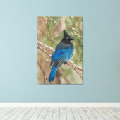 Toile L'oiseau-geai de Steller dans l'arbre (Insitu (Plancher de Bois))