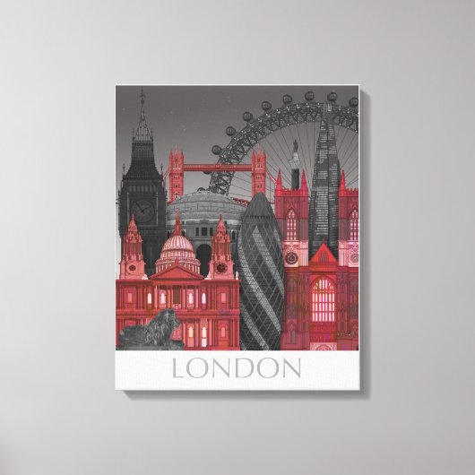 Toile London Elevages by Night - Rouge (Recto)
