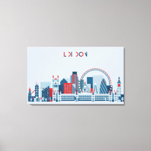 Toile Londres, Angleterre horizon rouge, blanc et bleu