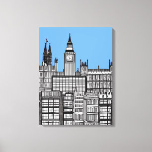 Toile Londres Cityscape noir et blanc