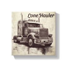 "Lone Hauler - Bold Charcoal Bobtail Truck Art Pri