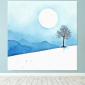 Toile Lone Tree: Serene Full Moon Silence Art (Insitu (Plancher de Bois))