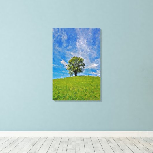 Toile Lonely Tree - Terrain Grassy Serene (Insitu (Plancher de Bois))