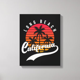 Toile Long Beach Retro Sunset Canvas Imprimer