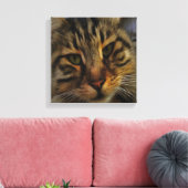 Toile Long Haired Tabby Chat Artistique Portrait d'anima (Insitu(Salon))