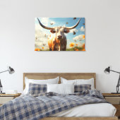 Toile Longhorn Love Stretted Canvas Imprimer (Insitu(Chambre))