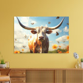 Toile Longhorn Love Stretted Canvas Imprimer (Insitu(Salon))