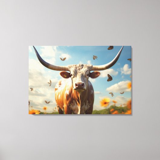 Toile Longhorn Love Stretted Canvas Imprimer (Recto)
