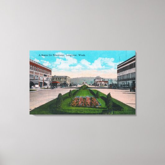 Toile Longview de la scène de Broadway, WA (Recto)