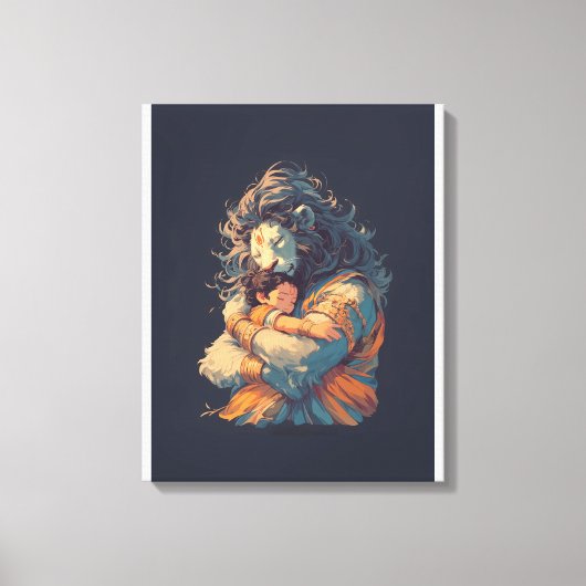 Toile Lord Narasimha Hugging Prahlada Canvas Mur Art (Recto)
