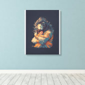 Toile Lord Narasimha Hugging Prahlada Canvas Mur Art (Insitu (Plancher de Bois))