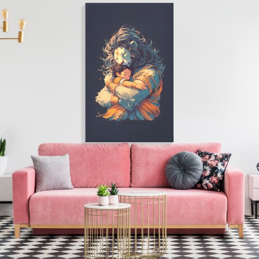 Toile Lord Narasimha Hugging Prahlada Canvas Mur Art (Insitu(Salon))