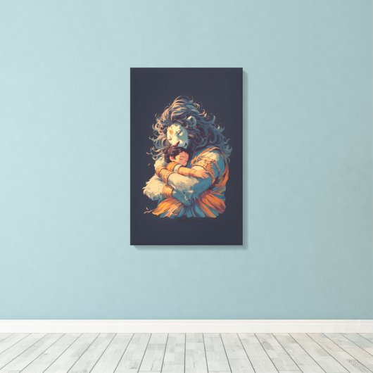 Toile Lord Narasimha Hugging Prahlada Canvas Mur Art (Insitu (Plancher de Bois))