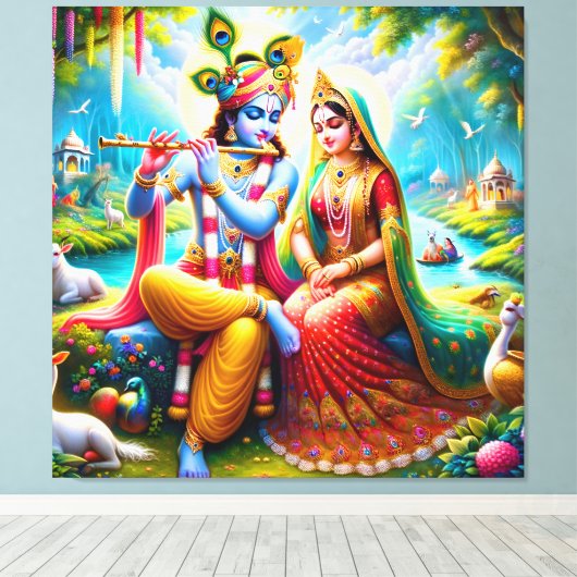 Toile Lord Radha Krishna Canvas Imprimer (Insitu (Plancher de Bois))
