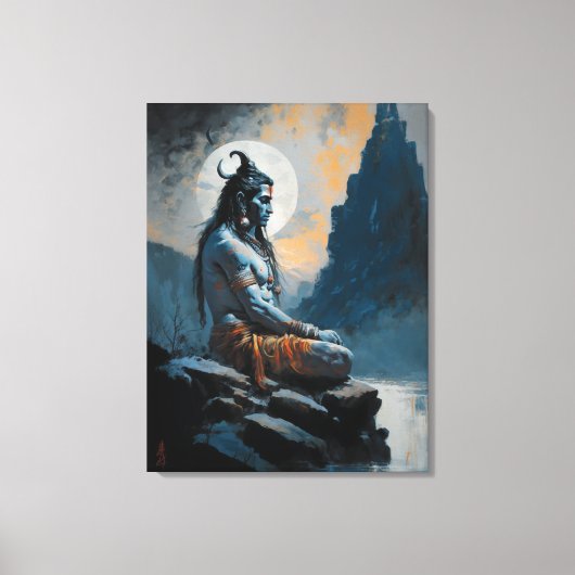 Toile Lord shiva méditation, chauffage au foyer, cadeau, (Recto)