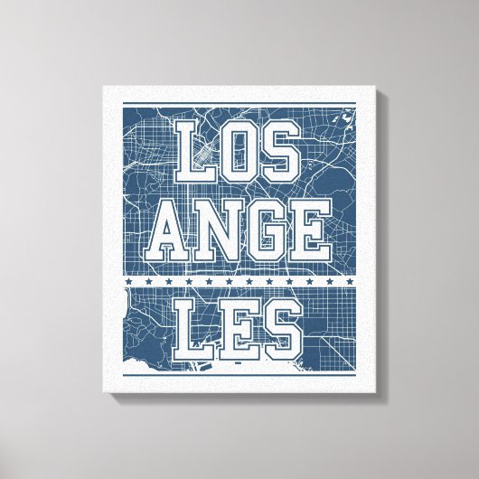 Toile Los Angeles, Californie | Plan de ville bleu (Recto)