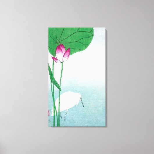 Toile Lotus et White Heron, Koson, Ukiyo-e (Recto)