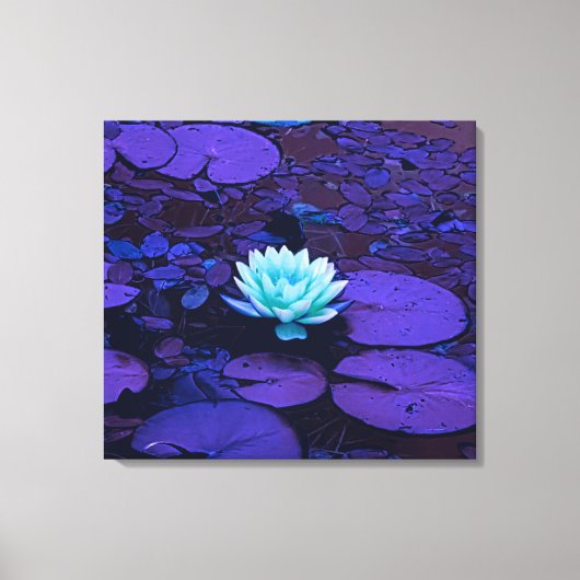Toile Lotus Fleur Turquoise Purple Pond Zen (Recto)