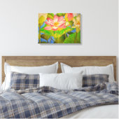 Toile Lotus rose nénuphar aquarelle peinture (Insitu(Chambre))