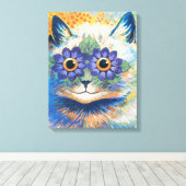 Toile Louis Wain, Chat aux yeux décorés de fleurs, (Insitu (Plancher de Bois))