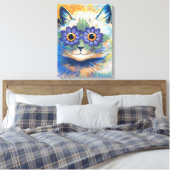 Toile Louis Wain, Chat aux yeux décorés de fleurs, (Insitu(Chambre))