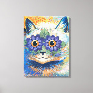 Toile Louis Wain, Chat aux yeux décorés de fleurs,