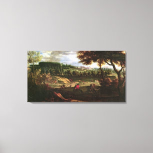 Toile Louis XIV chassant à marneux avec une vue