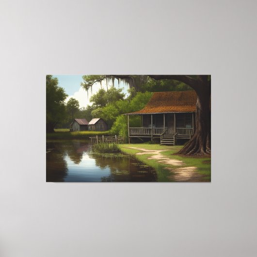 Toile Louisiane Cabine, Louisiana Art, Culture Cajun (Recto)
