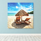 Toile Lounge on beach throw pillow (Insitu (Plancher de Bois))