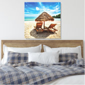 Toile Lounge on beach throw pillow (Insitu(Chambre))